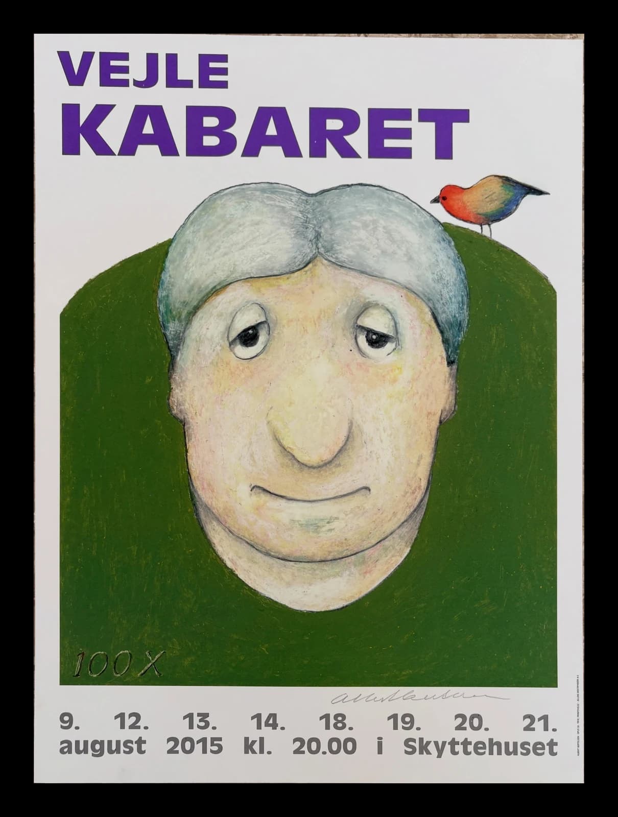Signeret plakat for Vejle Kabaret 2015.